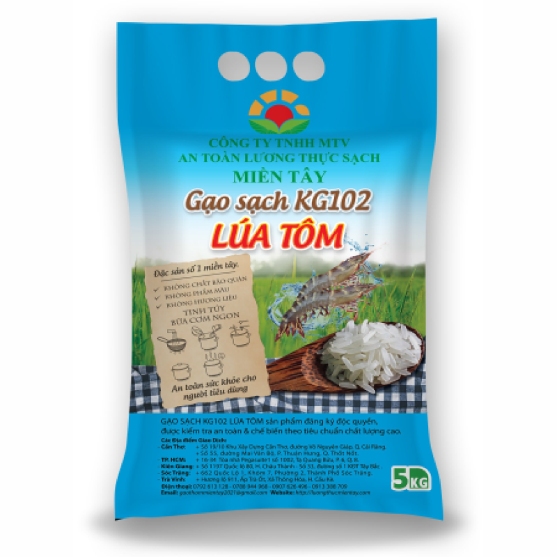Cao Sản GẠO SẠCH KG102 LÚA TÔM (Lúa hữu cơ)